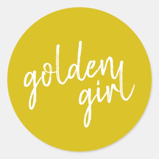 Sticker Rond Golden Girl | Script Gold moderne (Devant)
