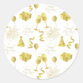 Sticker Rond Golden Happy New Year Pattern (Devant)