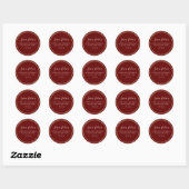 Sticker Rond Golden Hoop Frame Marsala Red Adresse de retour (Feuille)