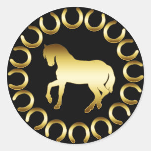STICKER ROND GOLDEN HORSE