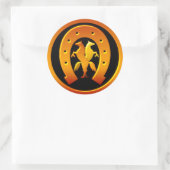 Sticker Rond Golden Horseshoe et Horses (Sac)