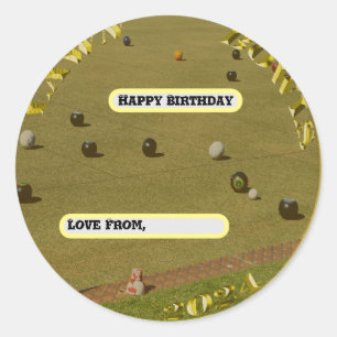 Sticker Rond Golden Lawn Bowls 2024 pièce, Anniversaire