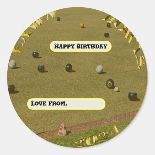 Sticker Rond Golden Lawn Bowls 2024 pièce, Anniversaire (Devant)