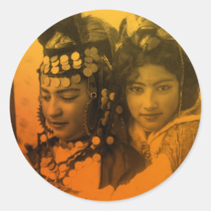 Sticker Rond Golden Maghreb Ouled Naïl Berber Girl Femme