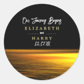 Sticker Rond Golden Ocean, Elégant Mariage plage (Devant)