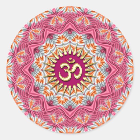 Sticker Rond Golden Om sur Sweet Orange Rose (Devant)