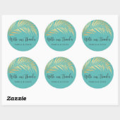 Sticker Rond Golden Palm Frond Merci (Feuille)