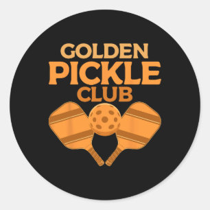 Sticker Rond Golden Pickle Club Funny Pickleball Joueurs Pickle