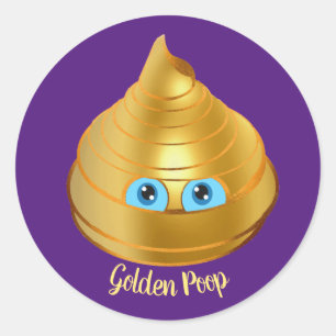 Sticker Rond Golden Poop Emoji