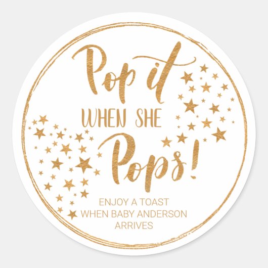 Sticker Rond Golden Pop it - Baby shower (Devant)