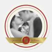 Sticker Rond Golden Red Double Happiness Photo Mariage chinois (Devant)