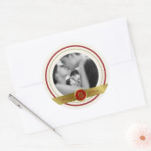 Sticker Rond Golden Red Double Happiness Photo Mariage chinois (Enveloppe)