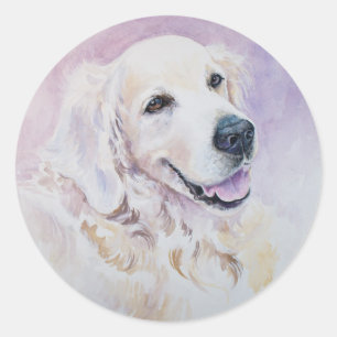 Sticker Rond Golden retriever