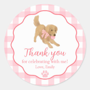 Sticker Rond Golden Retriever Anniversaire Fête Favoriser Goodi