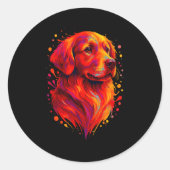 Sticker Rond Golden Retriever Art Rtrait For Dog Owners  (Devant)
