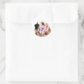 Sticker Rond Golden Retriever avec une fleur (Sac)