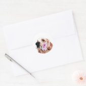 Sticker Rond Golden Retriever avec une fleur (Enveloppe)