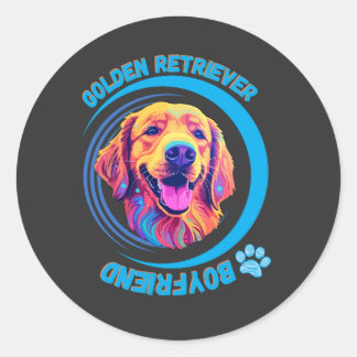 Sticker Rond Golden retriever boyfriend