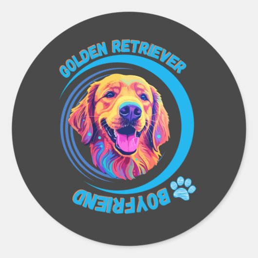 Sticker Rond Golden retriever boyfriend (Devant)