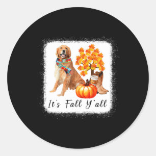 Sticker Rond Golden Retriever C'Est Automne Y'All Citrouille Ha