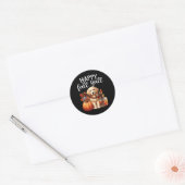 Sticker Rond Golden Retriever Chien Citrouille épice Happy Yall (Enveloppe)