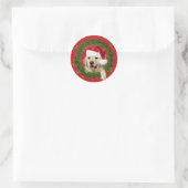 Sticker Rond Golden Retriever dans la couronne de vacances (Sac)