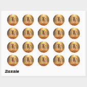 Sticker Rond Golden Retriever En Automne Woods (Feuille)