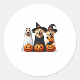 Sticker Rond Golden Retriever Ghost Halloween Amoureux de les c