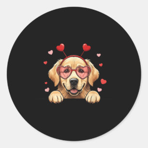 Sticker Rond Golden Retriever Heart Headband Valentine Femmes M