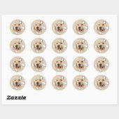 Sticker Rond Golden Retriever in Paper Hole (Feuille)