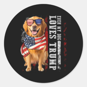 Sticker Rond Golden Retriever Même Mon Chien Aime Trump Funny