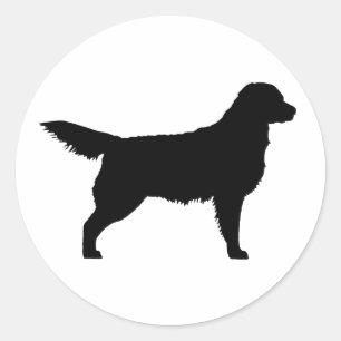 Sticker Rond Golden Retriever (noir)