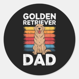 Sticker Rond Golden Retriever Papa Chemise Hommes Papa Amoureux