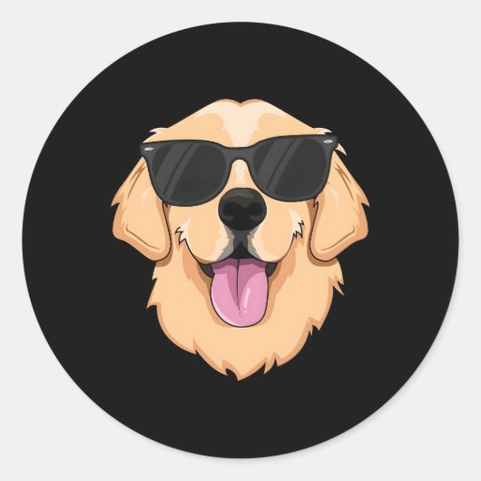 Sticker Rond Golden Retriever Pet (Devant)