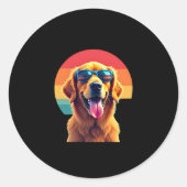 Sticker Rond Golden Retriever pour enfants garçons filles lunet (Devant)