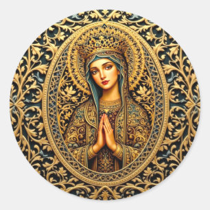 Sticker Rond Golden Revergence Vierge Marie