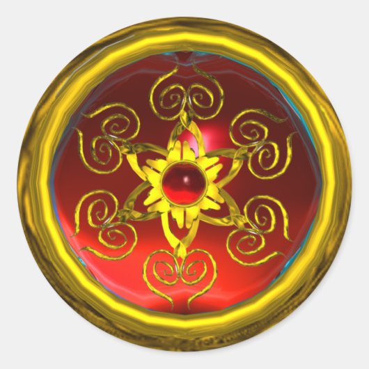 STICKER ROND GOLDEN ROSE RUBY (Devant)