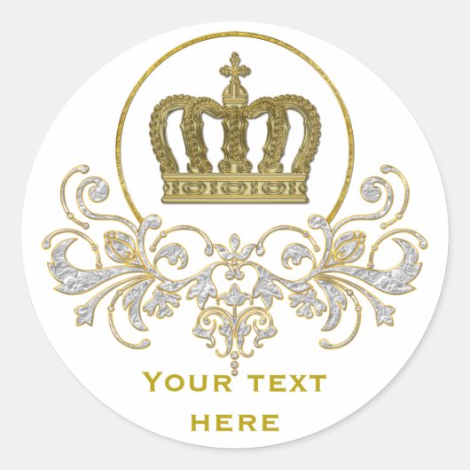 Sticker Rond Golden Royal Crown II + votre backgr. & idées (Devant)