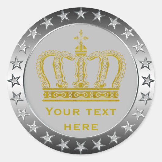 Sticker Rond Golden Royal Crown + votre backgr. & idées (Devant)