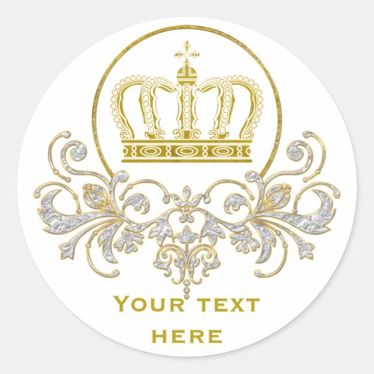 Sticker Rond Golden Royal Crown + votre backgr. & idées (Devant)