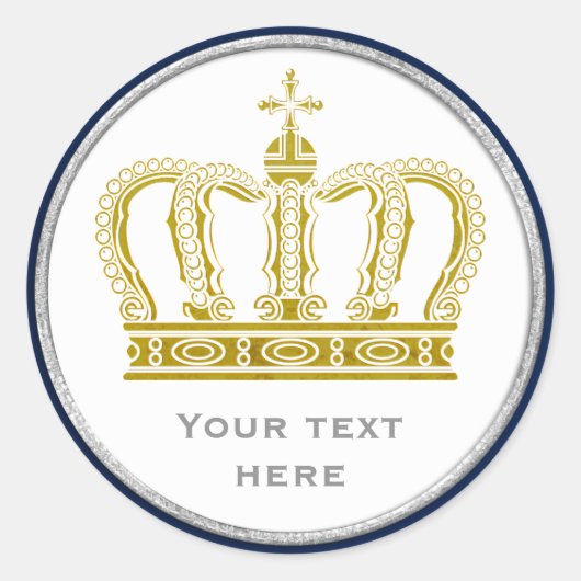 Sticker Rond Golden Royal Crown + votre backgr. & idées (Devant)