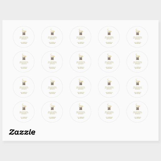 Sticker Rond Golden Scan QR code parties scintillant simple élé (Feuille)