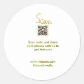Sticker Rond Golden Scan QR code parties scintillant simple élé (Devant)