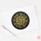 Sticker Rond Golden Sri Yantra / Sri Chakra (Enveloppe)