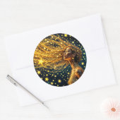 Sticker Rond Golden stardust mode beauté fille ciel brillant (Enveloppe)