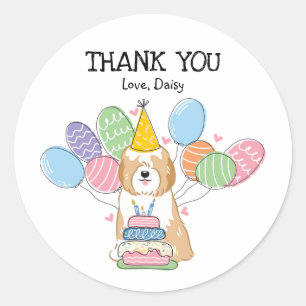 Sticker Rond Golden Tibetan Terrier Anniversaire Favoriser Tags