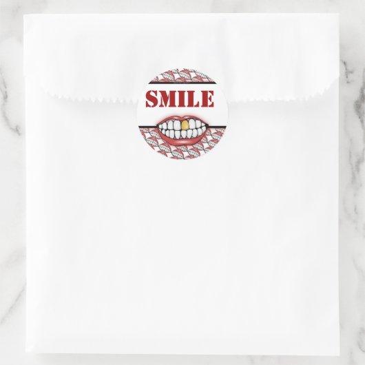 Sticker Rond Golden Tooth Smile (Sac)
