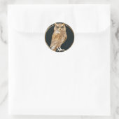 Sticker Rond Golden Vintage Owl Art Déco (Sac)