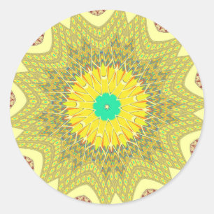 Sticker Rond Golden Yellow African ethnie tribale motif Art