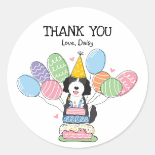 Sticker Rond Goldendoodle Chien Anniversaire Fête Favoriser Tag